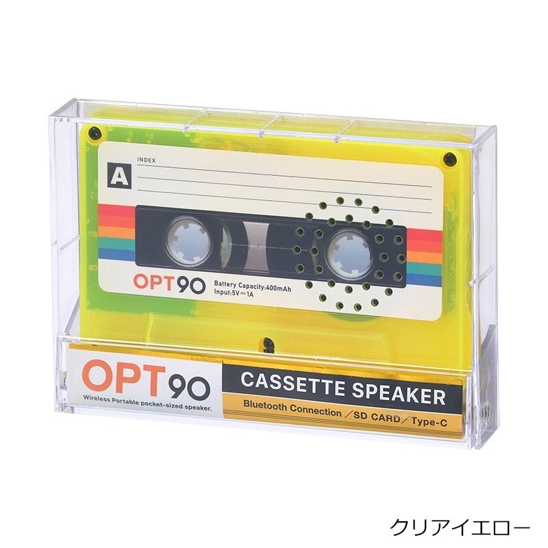 Opt! Opt90 Cassette Tape-Type Speaker Bluetooth  Portable Speaker Clear Yellow