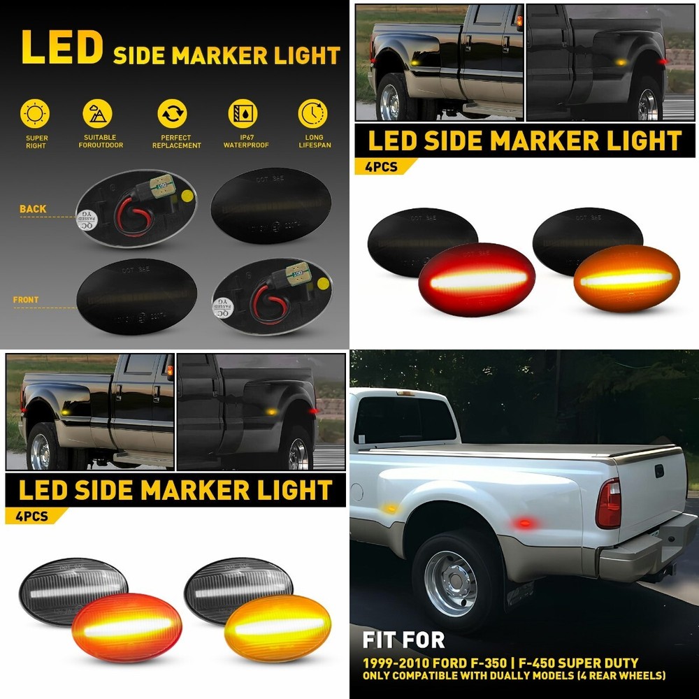 For Ford F350 F450 F550 Super Duty Truck Dually Bed LED Side Smok Marker Light M