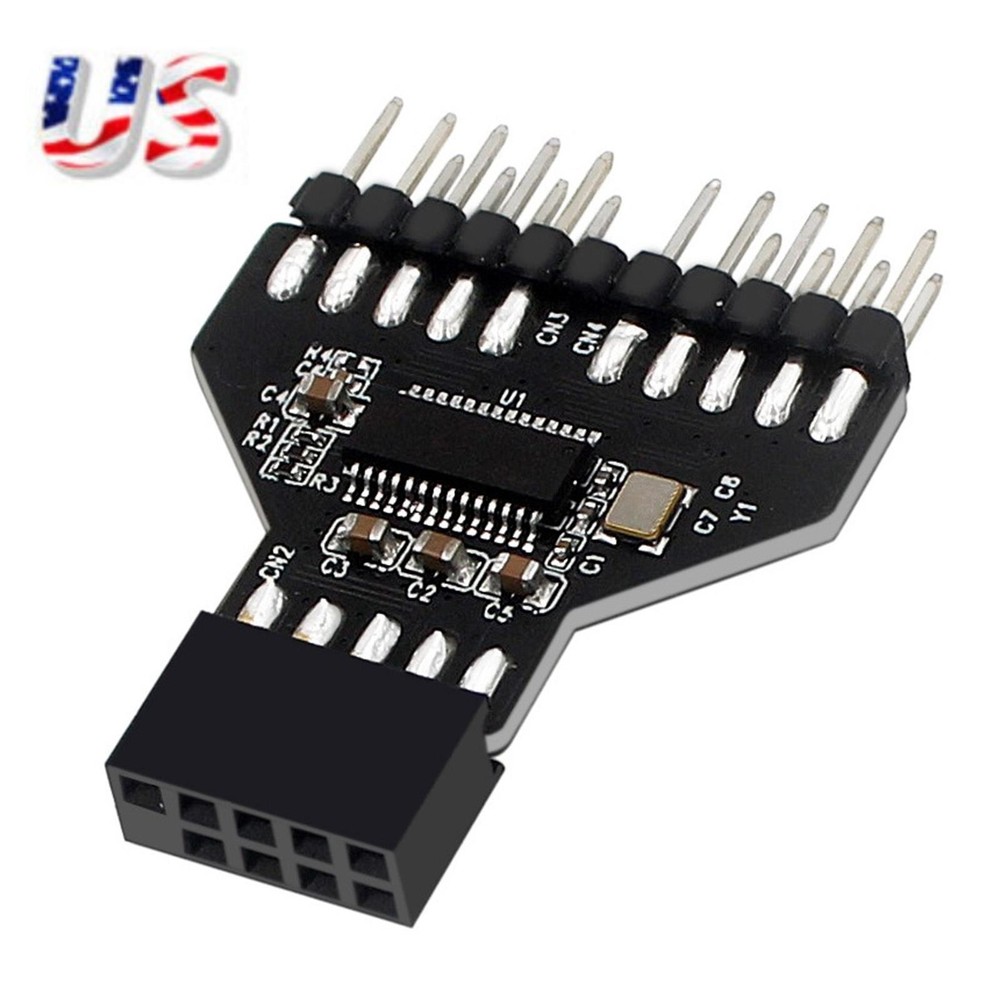 9-Pin Female to Dual Male USB 2.0 Hub Extension Adapter