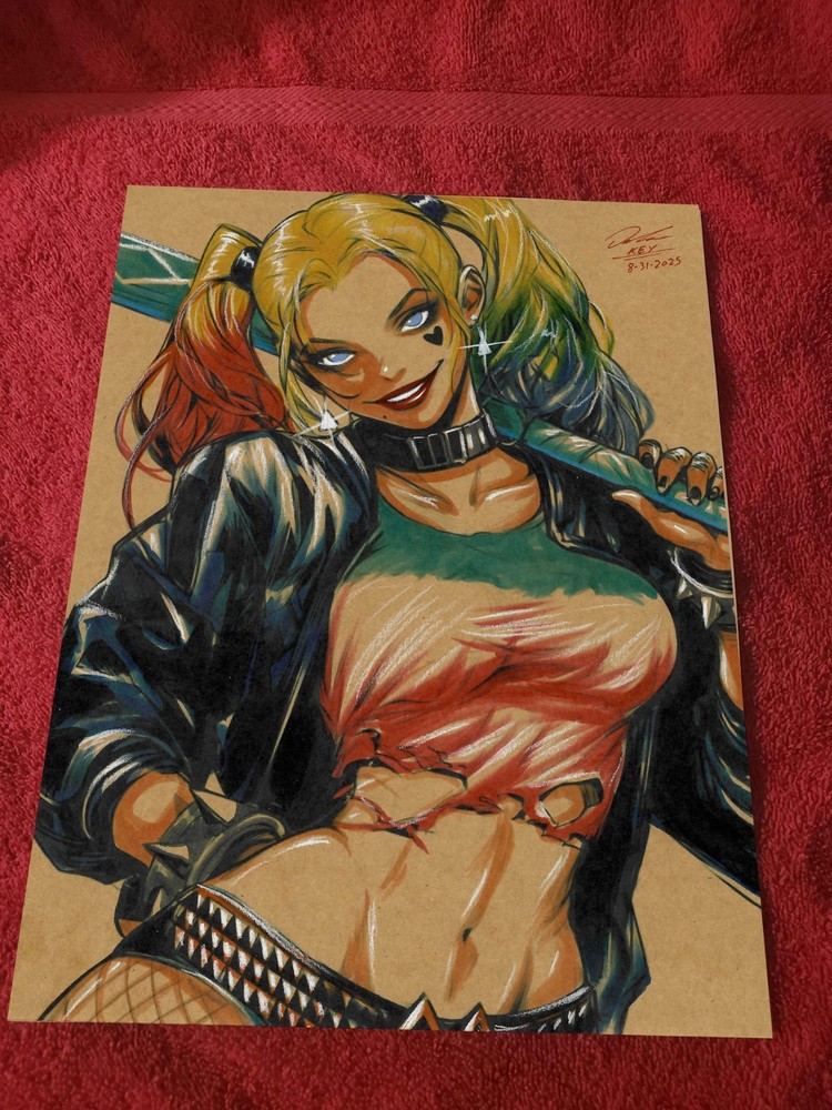 Harley Quinn Illustration Art Print Signed 8.5x11