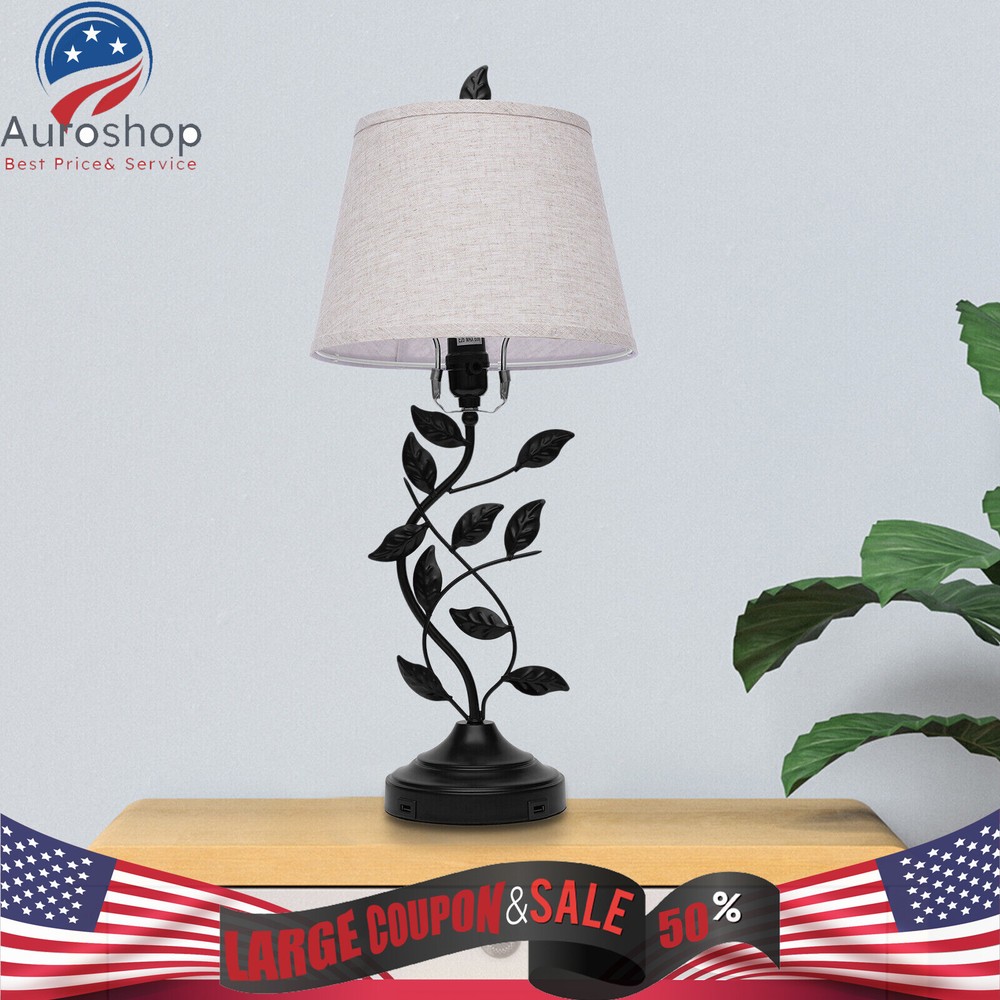 Elegant E26 Table Lamp with Dual USB for Bedside Nightstand or Stylish Desk Lighting