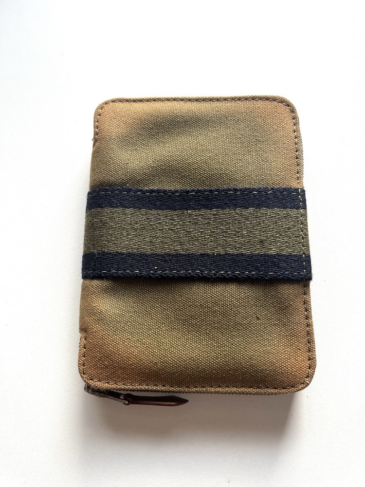 HERMES Canvas Compact Wallet Zip Around Small Wallet Unisex