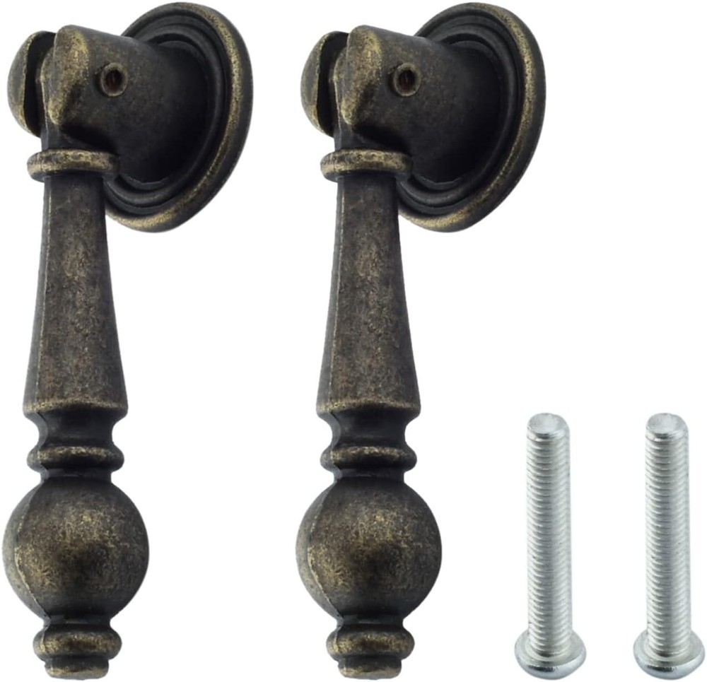 2 Pack Vintage Cabinet Pulls Knobs, Decorative Antique Bronze