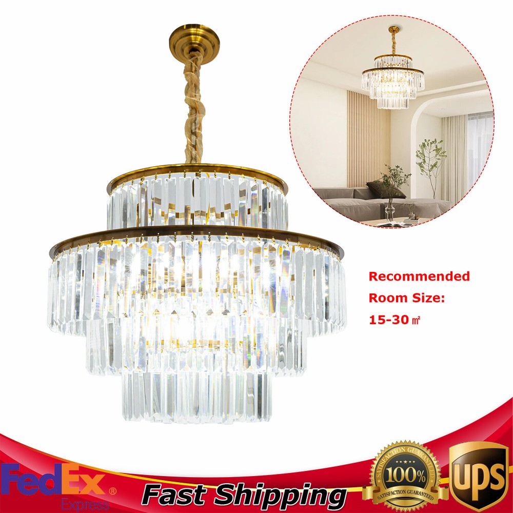 Crystal Chandelier Luxury LED Pendant Lamp Ceiling Lighting Fixture Living Room