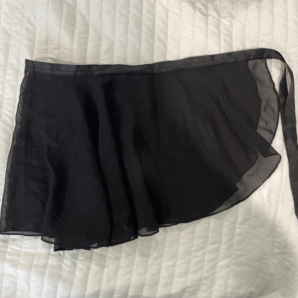 Stelle Woman’s Black Chiffon Ballet Wrap Skirt Tie Side Adult Dance Wear Sz Lg