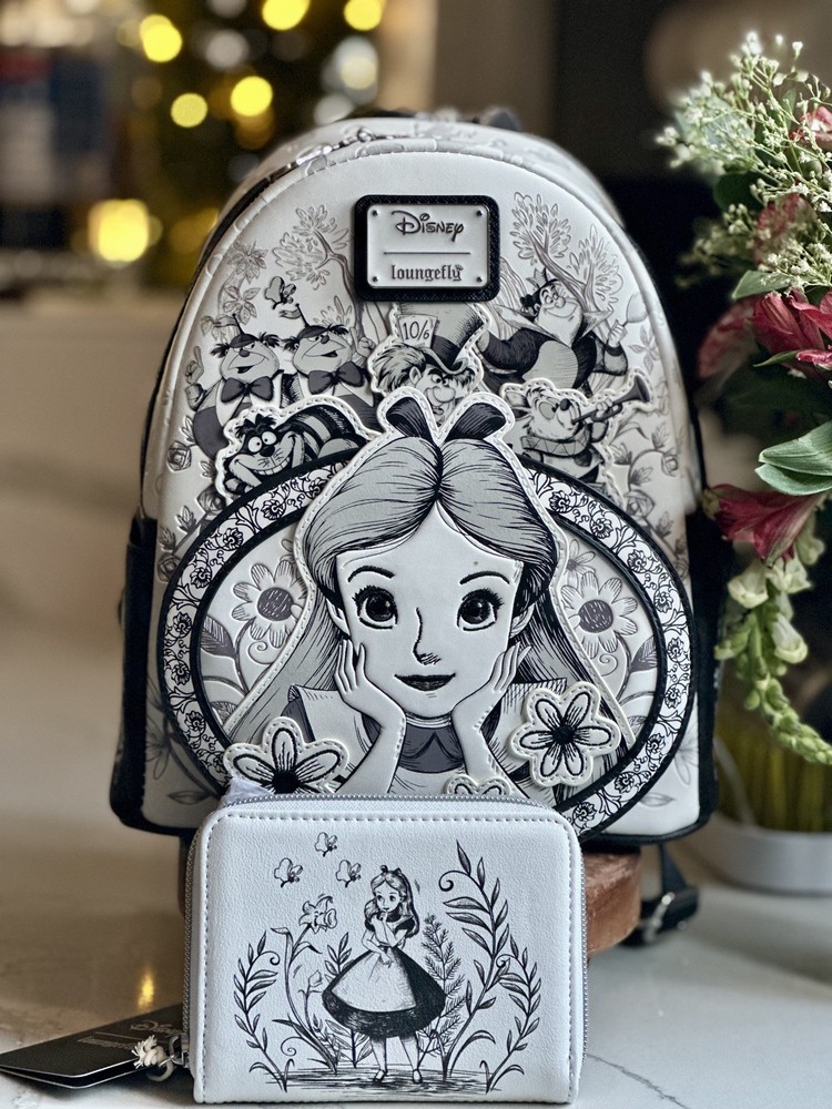 Loungefly Disney Alice in Wonderland Sketch Mini-Backpack NWT w/Wallet