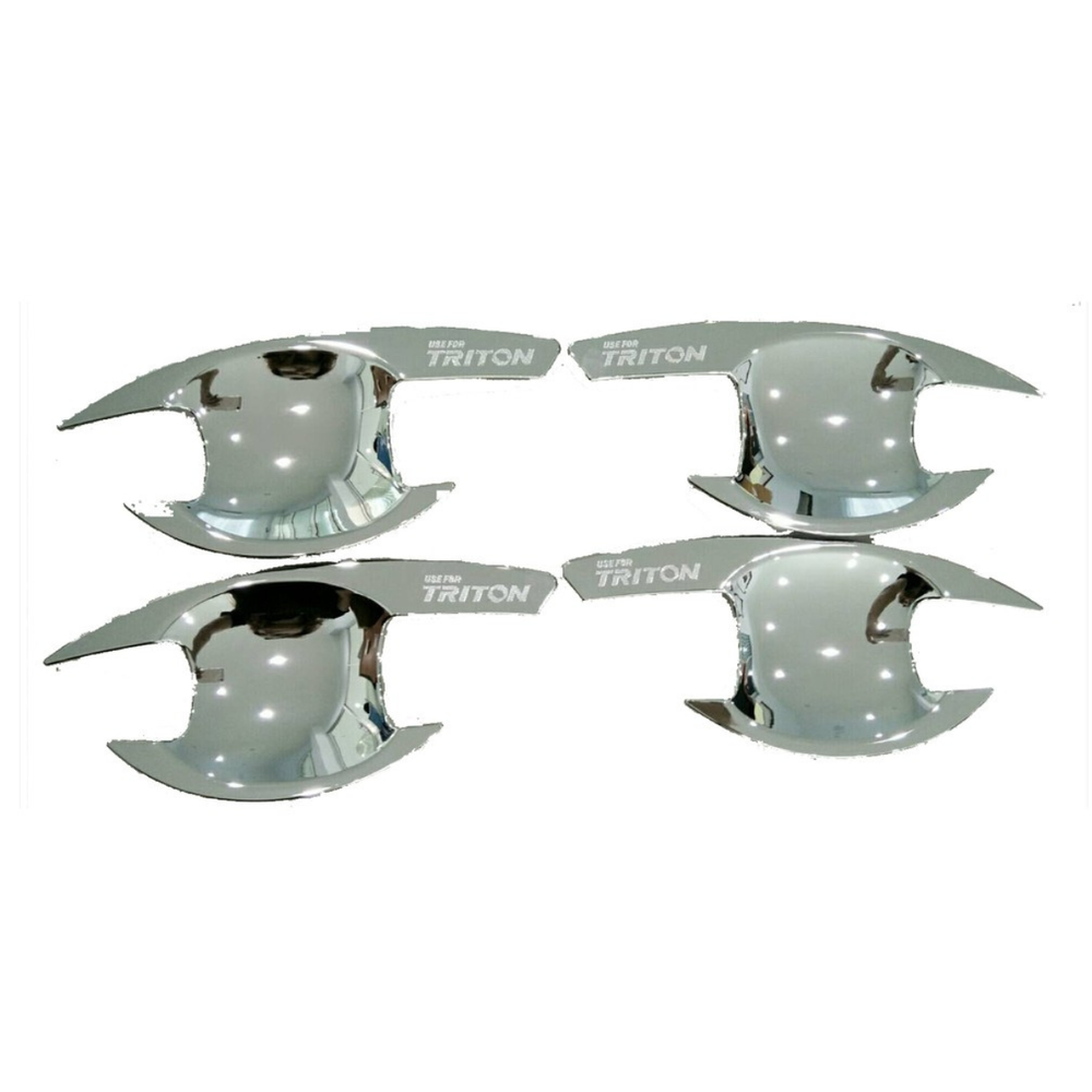 CHROME DOOR HANDLE COVER INSERT BOWL FOR MITSUBISHI TRITON L200  2005-14 SET