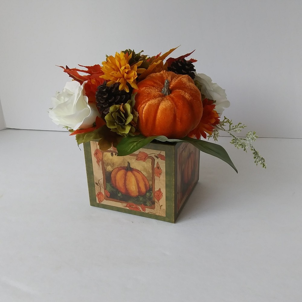 Fall Floral Pumpkin Arrangement Gift Box for Seasonal Home Decor
