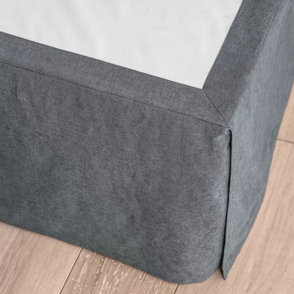 Casaluna Dark Gray Linen Blend Full/Queen Bedskirt-image