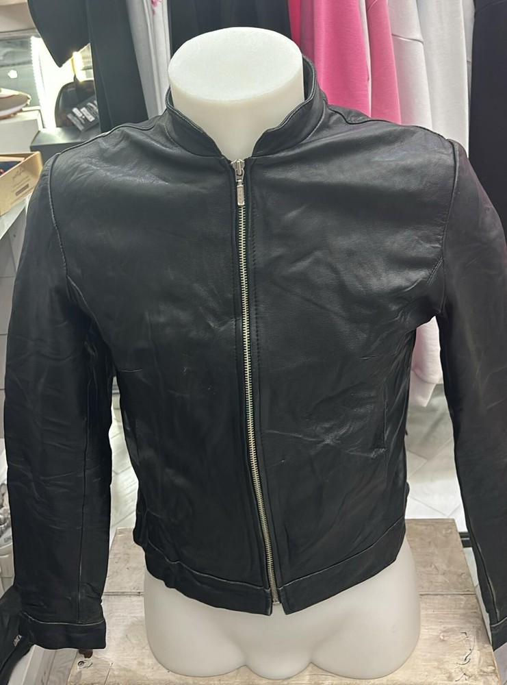 Euoco Black Genuine Leather Jacket for Women Size 38 LLD184