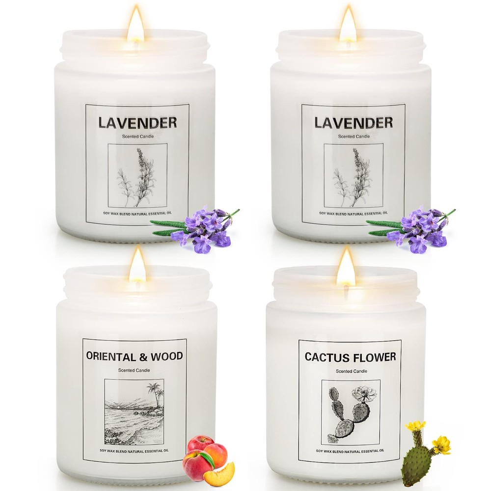 4 Pack Lavender Scented Aromatherapy Jar Candles for Home Relaxation