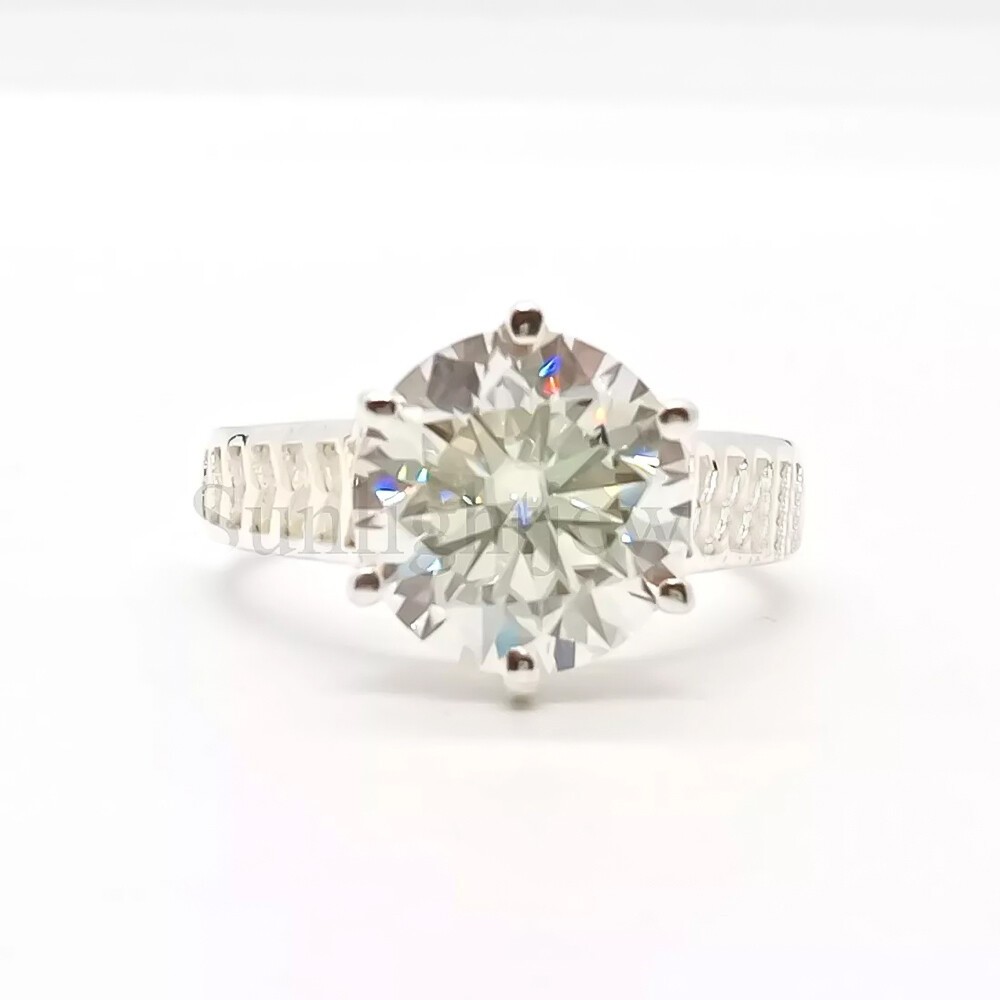 6.60 Ct Certified Round Cut White Diamond Solitaire Ring 925 Sterling Silver