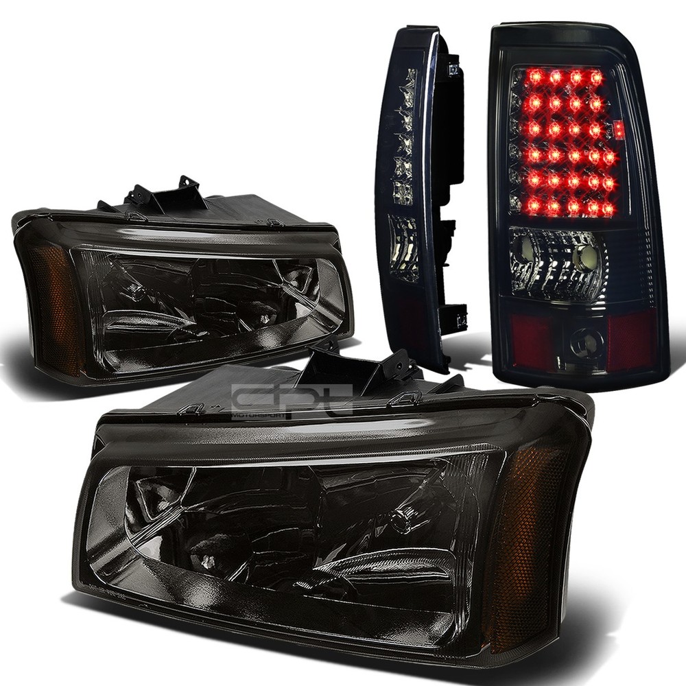 03-07 Chevy Silverado Smoked Crystal Headlights & Chrome Tinted LED Tail Lights