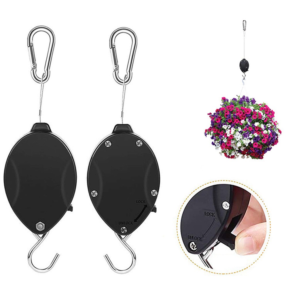 1-4 Pcs Retractable Plant Pulley-Adjustable Hooks for Hanging Flowers,Basket,Pot