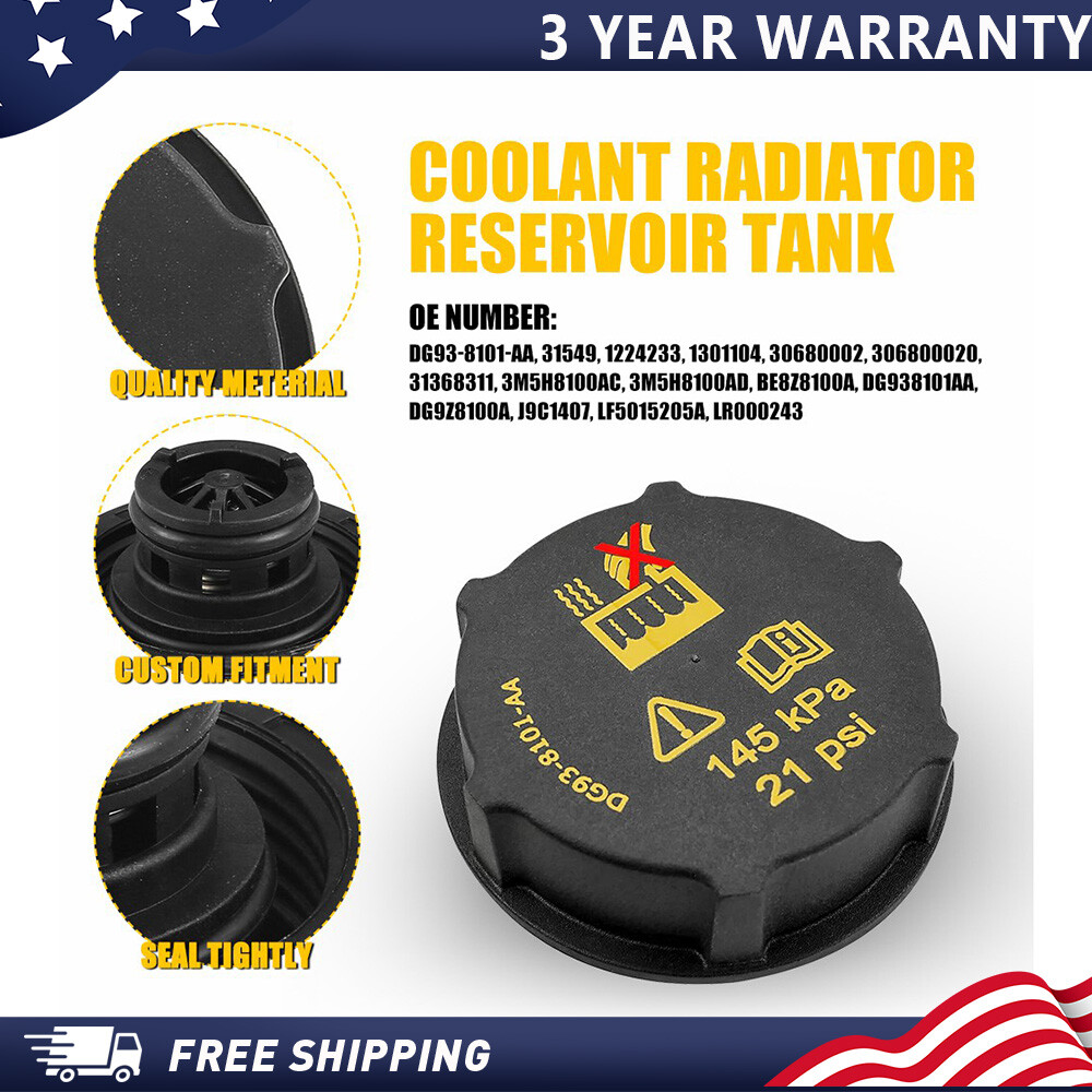 Car Engine Coolant Radiator Liquid Reservoir Tank Cap for Ford C-Max Black S