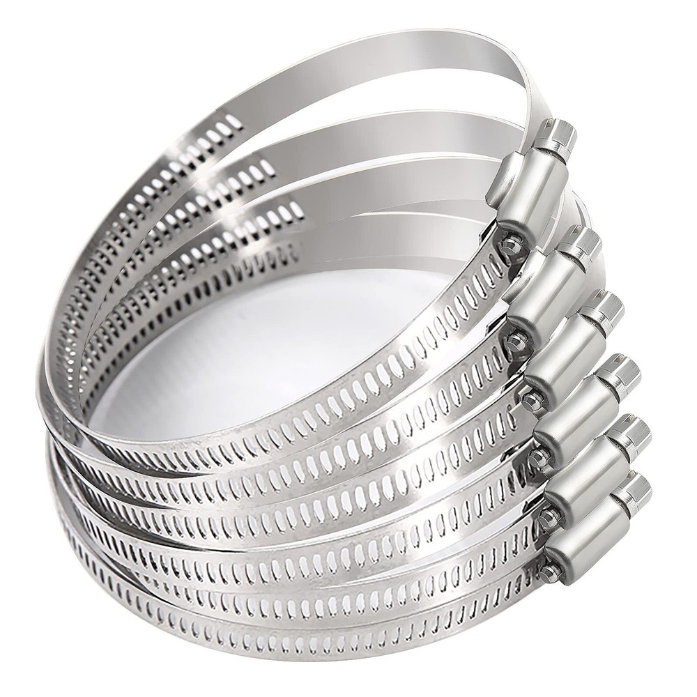 3-Inch Stainless Steel Worm Gear Hose Clamps - 6-Pack Adjustable Pipe Clamps