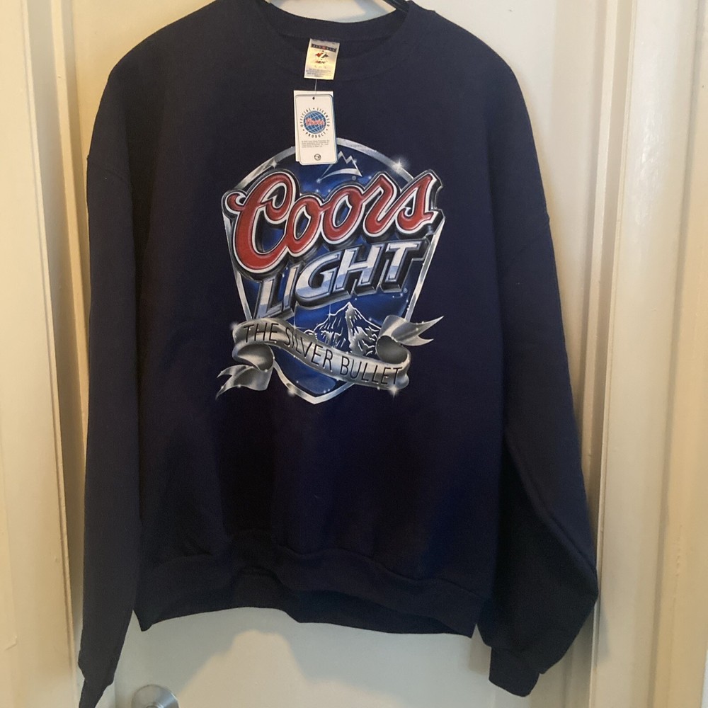 2005 Coors Light Beer Black Sweatshirt Sz XL  Jerzeez 50/50 Crewneck Vintage NWT