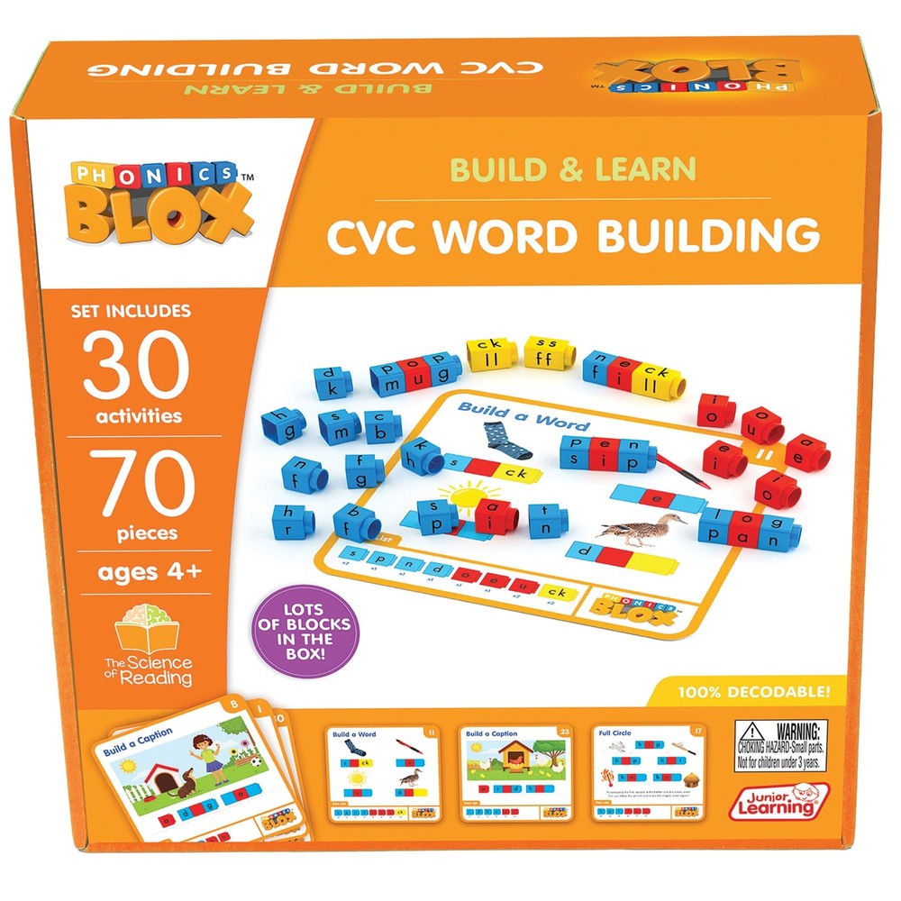 : Rainbow Phonics Blox: CVC Word Building - Phase 2-30 Activity Cards, Color ...