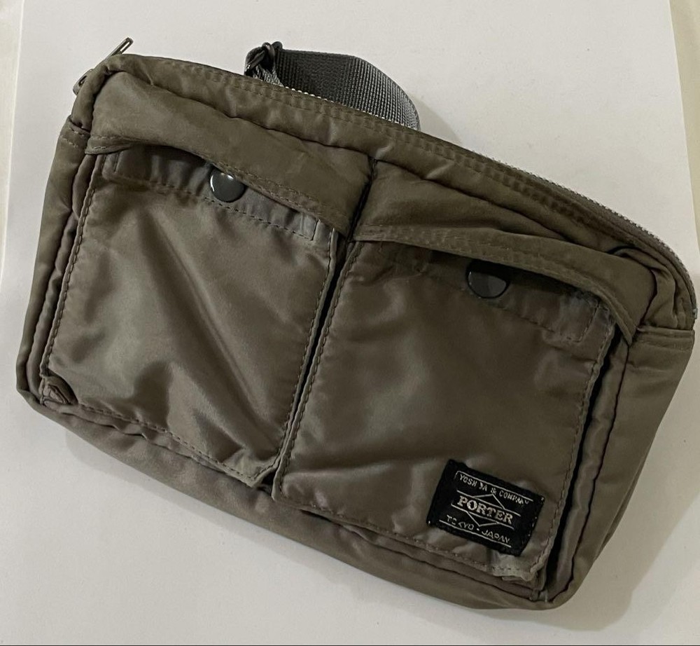 YOSHIDA PORTER Tanker Nylon Waist Bag Silver Gray Vintage Pre-Owned  