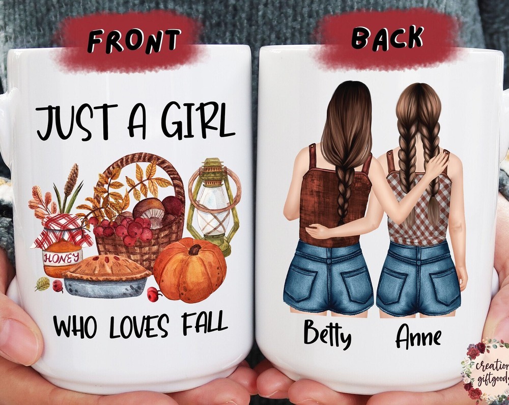 Just A Girl Who Loves Fall Coffee Mug Custom Best Friend Gifts Autumn Mug