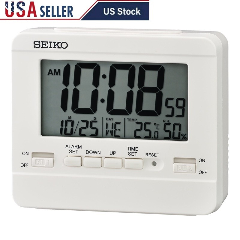 4-in-1 Digital Alarm Clock with Temperature Humidity Display & Beep Alarm