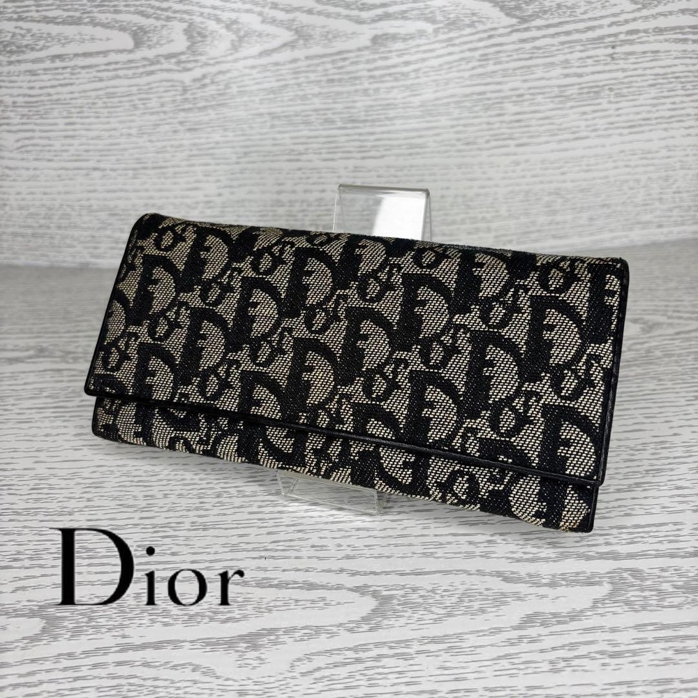 Dior Bifold Wallet Trotter Pattern Leather Used