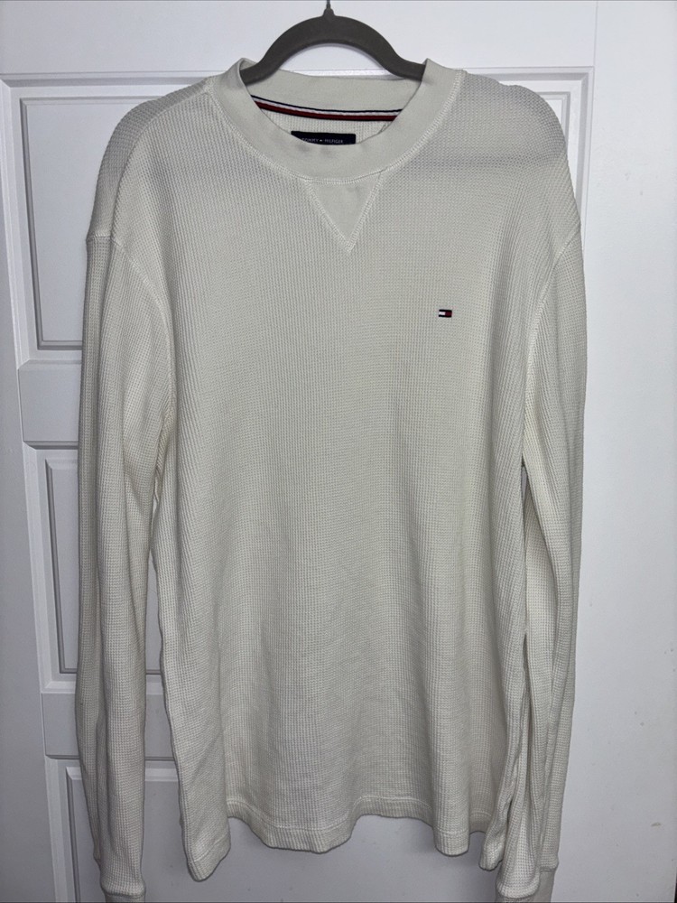 Tommy Hilfiger Mens Classic White Long Sleeve Knit Sweater