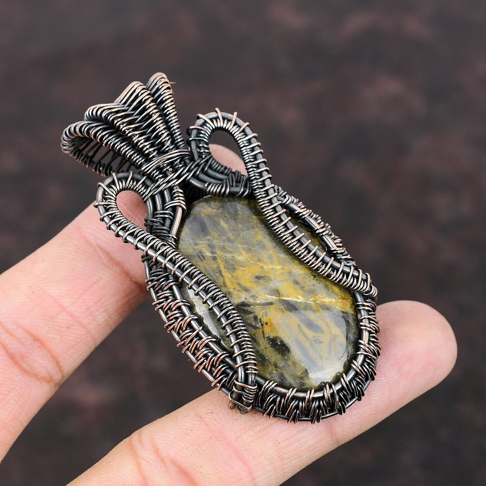 Christmas Sale Copper Oval Nellite Stone Wire Wrapped Engagement Wife Pendant-image