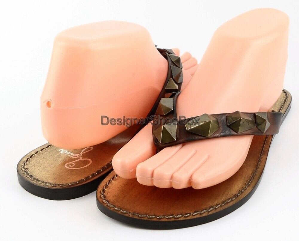 AQUA W0725 Siena Brown Bronze Leather Thongs Sandals Size 10 EUR 40 $130