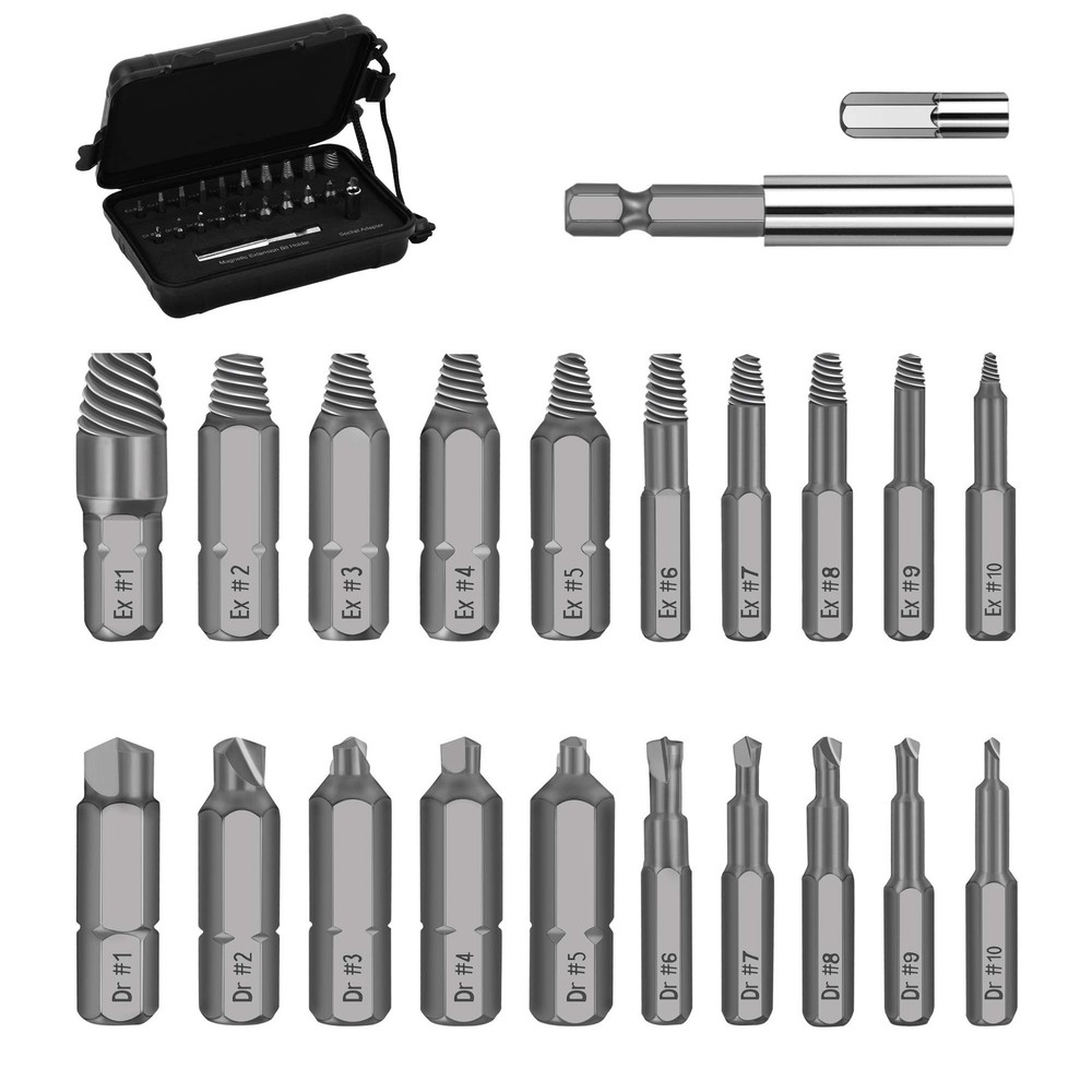 Damaged Screw Extractor Set, 22 PCS Stripped Kit for Broken Bolt All-Purpose ...