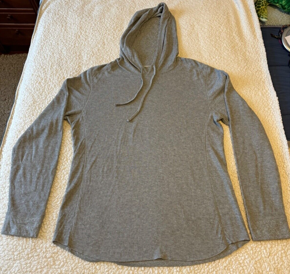 Vince Men’s 100% Cotton Casual Hooded Long Sleeve Gray Pull Over Shirt Size XL