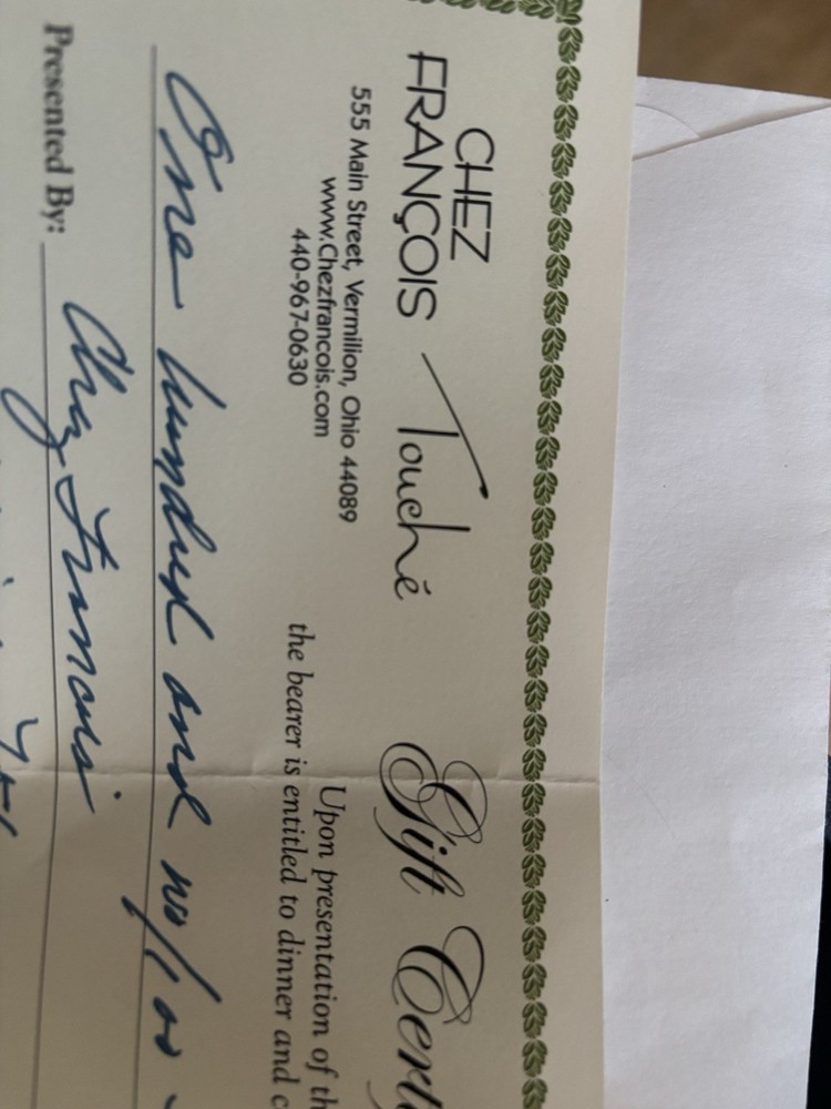 $100 Gift Card To Chez Francois For $80-image