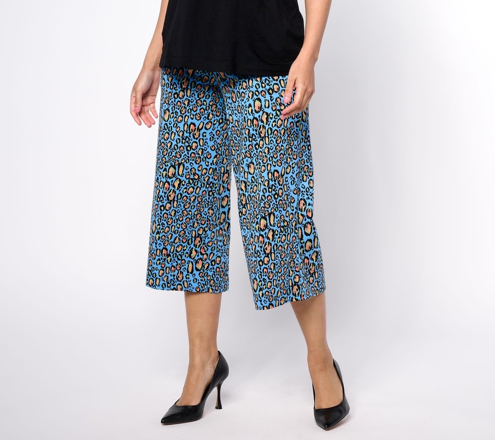 Turbie Twist Women's Petite Shorts PM Printed Cotton Modal Culotte Blue A650025