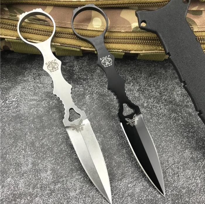 Tactical 440C Steel Survival Hunting Knife with Nylon Scabbard BM176