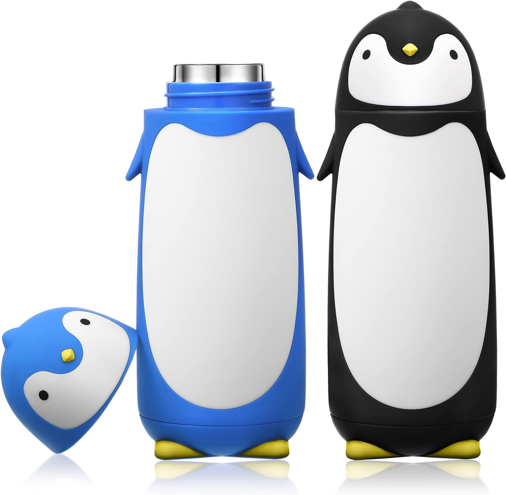 2 Pieces Penguin Water Bottle 9.5 Oz Stainless Steel Penguin Cartoon Water Bottl