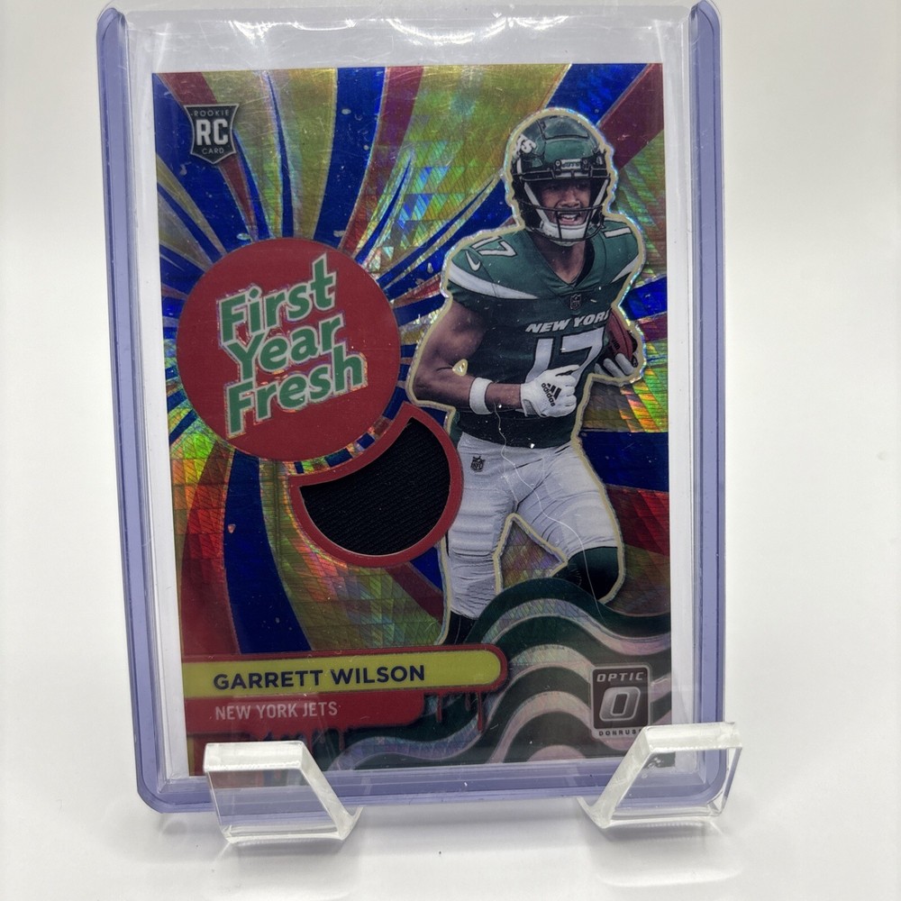 2022 Donruss Optic - First Year Fresh Blue Hyper Garrett Wilson Jersey Patch