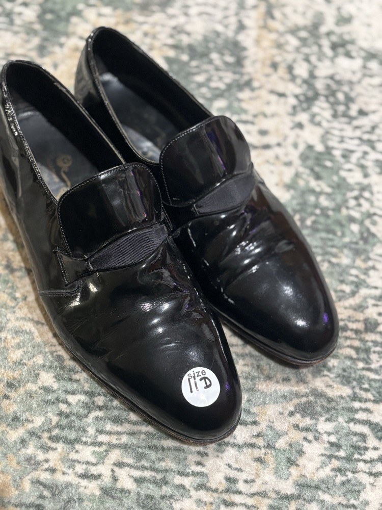 Florsheim Imperial Patent Leather Tuxedo Loafers Grosgrain Ribbon Shoe 11D