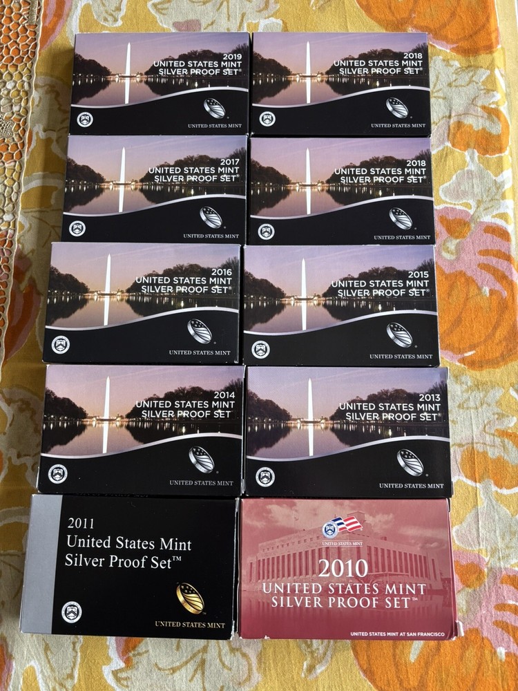 US Mint Silver Proof Set lot of 24 sets-1992-2019-COA OGP. See Photos For Years.