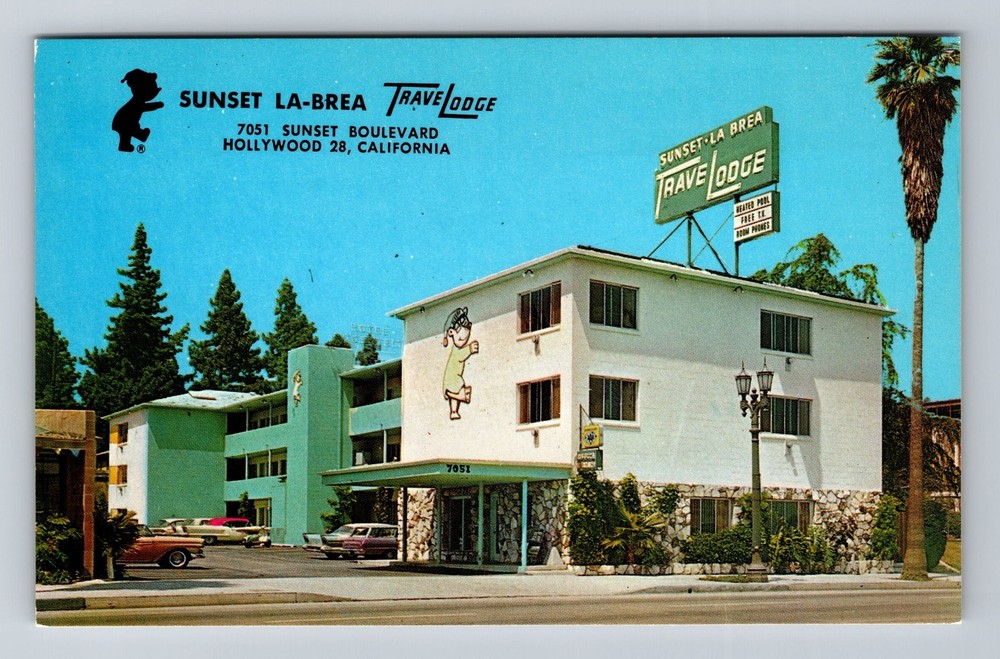 Hollywood CA-California Sunset La Brea Travel Lodge Vintage Postcard Standard