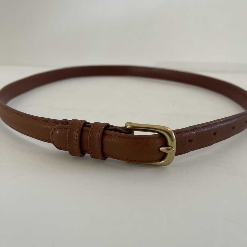 Coach Women’s Belt British Tan Brown Leather Size Large Gold Brass Hardware USA