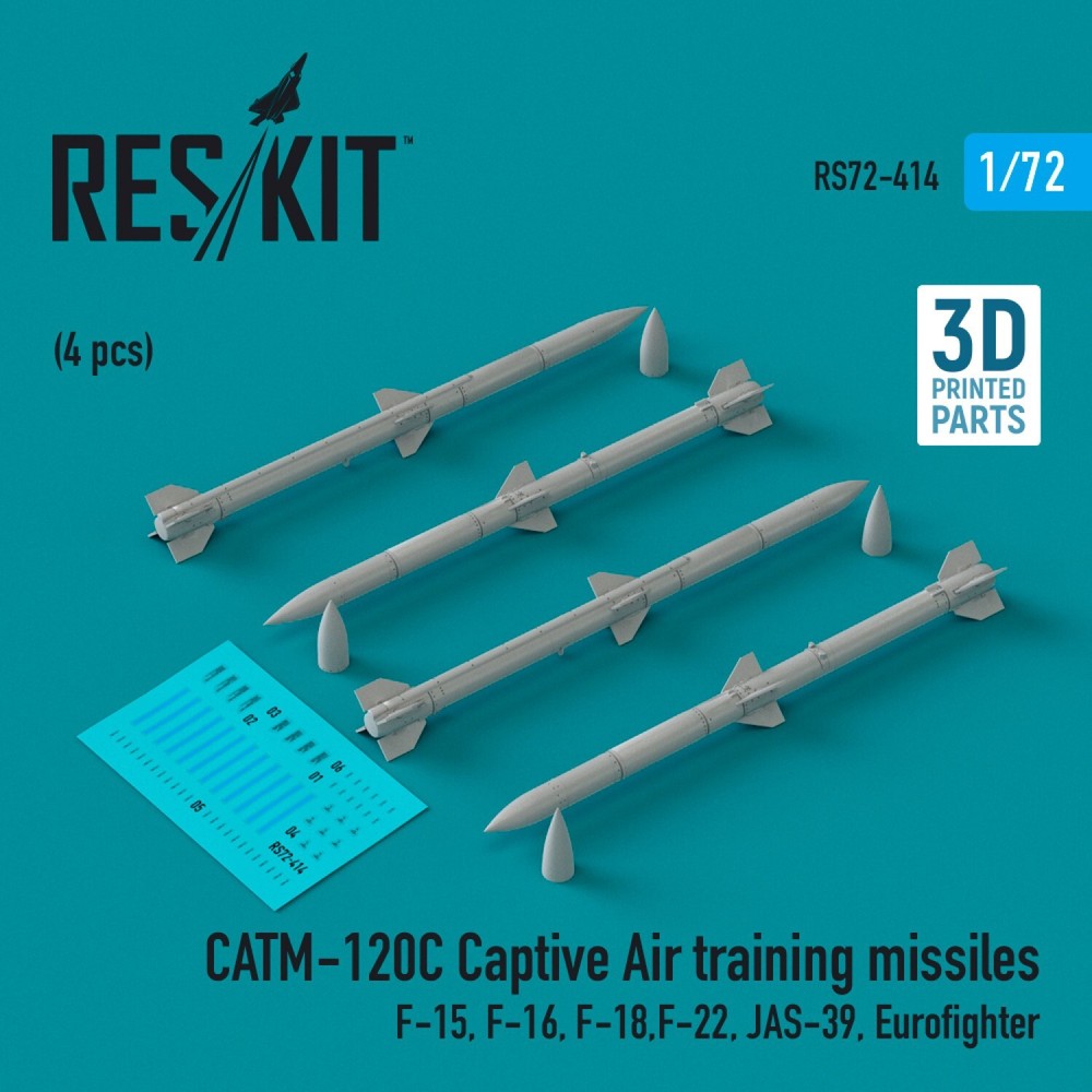 CATM-120C Training Missiles F-15/F-16 4 pcs 1:72 3D Print RS72-0414
