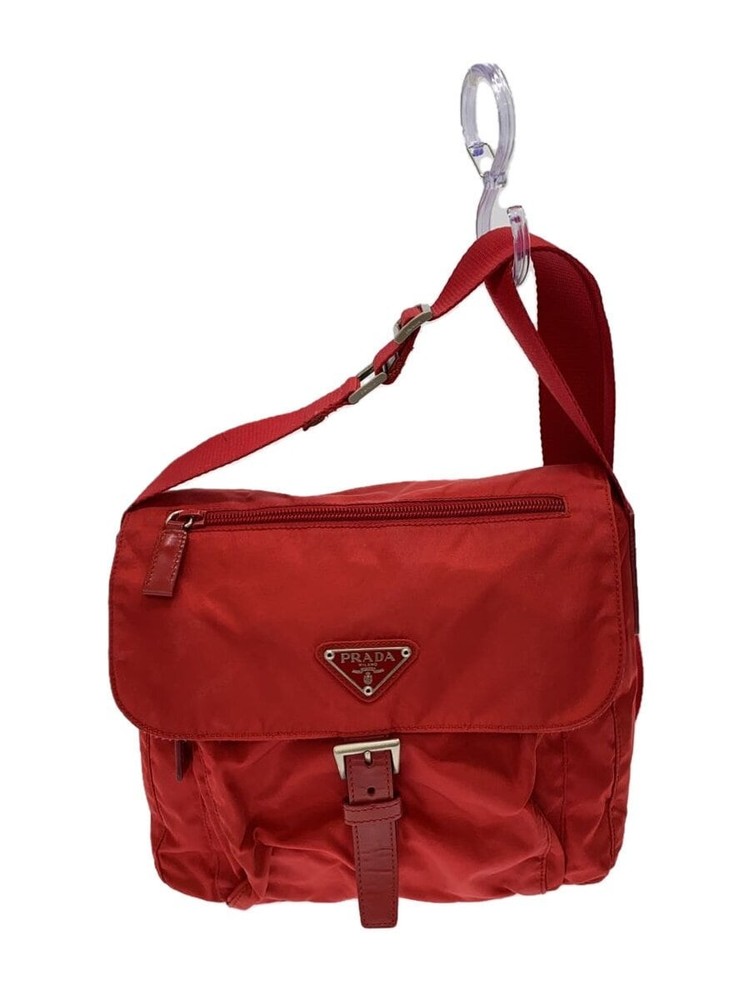 RARE PRADA Nylon Shoulder Bag in Solid Red