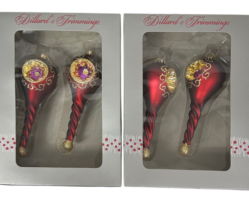 VTG Red Glass Christmas Tree Ornament Vintage Holiday Decor Trimmings