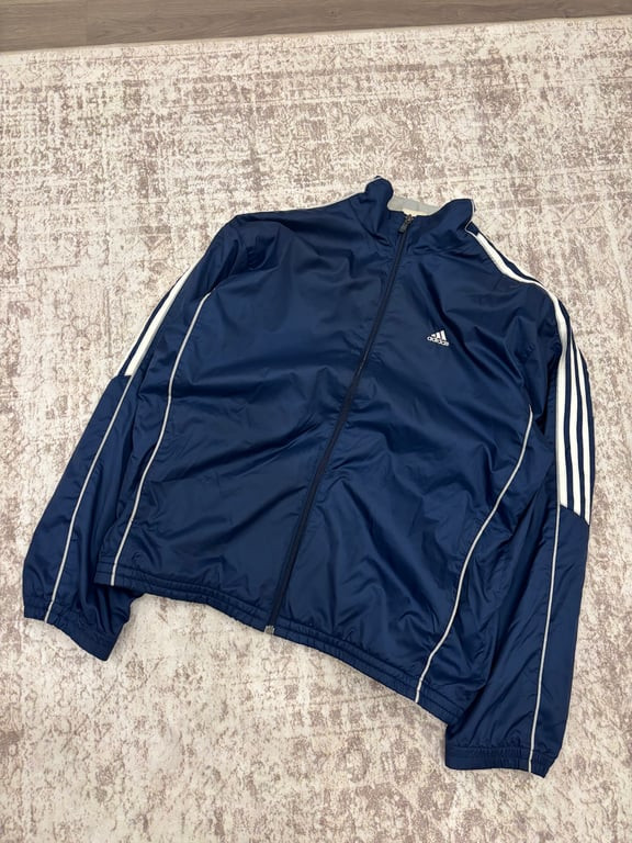Vintage 2000s Adidas Two Pocket Three Stripes Windbreaker Y2K Aesthetic Streetwe