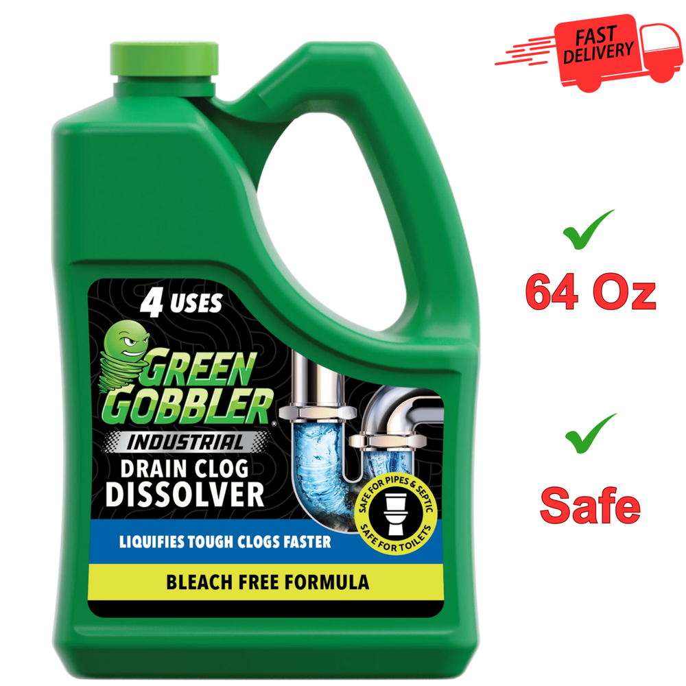 Green Gobbler Industrial Strength Drain Clog Remover Liquid Gel 64oz