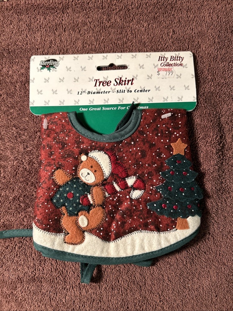 Sterling silver itty-bitty teddy bear tree skirt 12 inch diameter