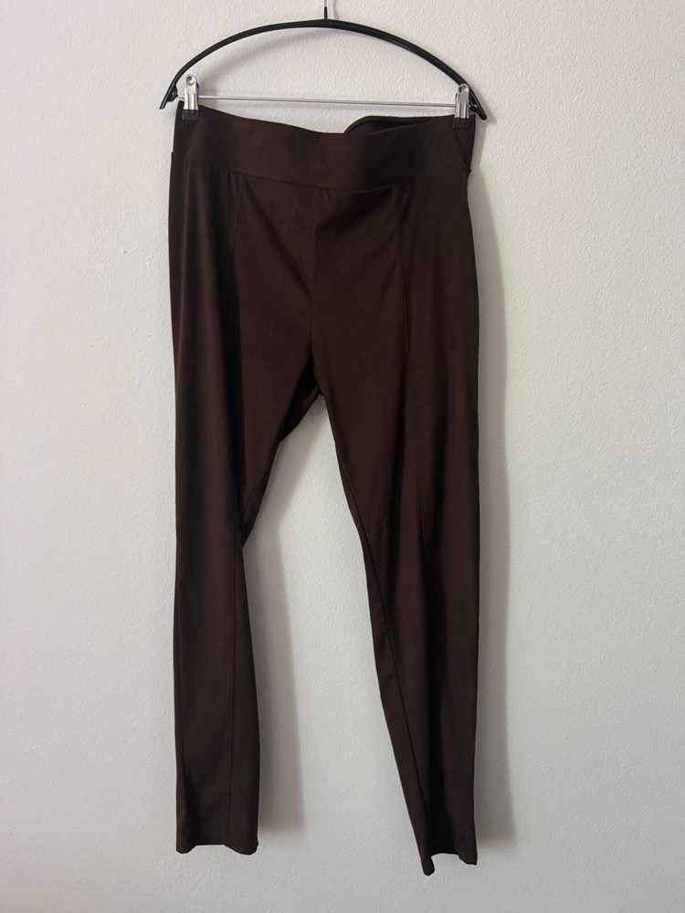Seven7 Women's Pull On Leggings-Faux Suede-Brown-Size XL