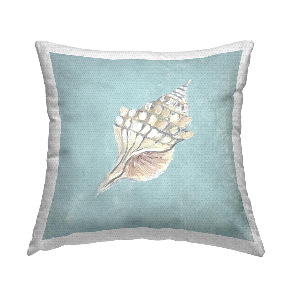 Abstract Conch Blue Printed Outdoor Pillow 18x18 Inch
