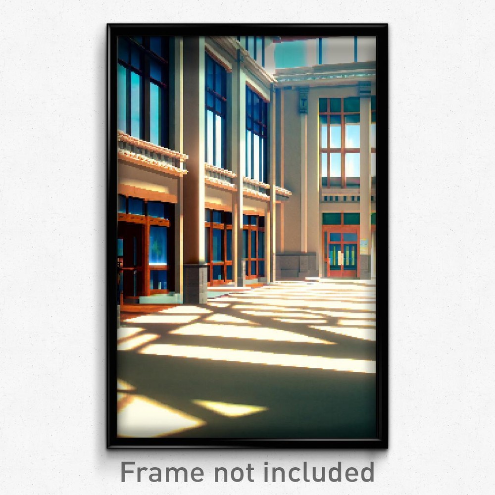 Pixel Art Poster - Gorgeous School (8 Bit Psychedelic Trippy Video Game Print)