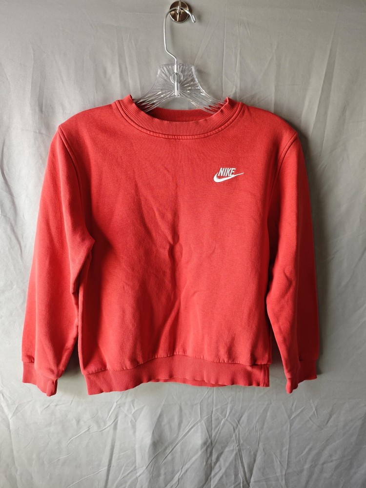 Nike Sweater Mens Medium Red Crewneck Pullover Classic Swoosh Logo Athletic